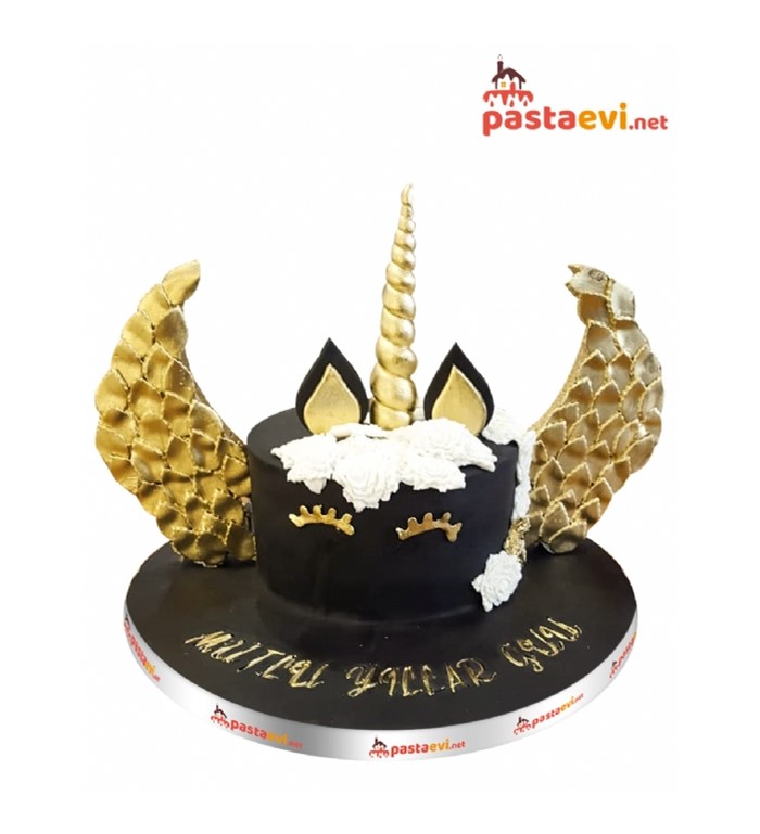 unicorn pastas, kanatlı pasta, kız pastası, yazılı pasta