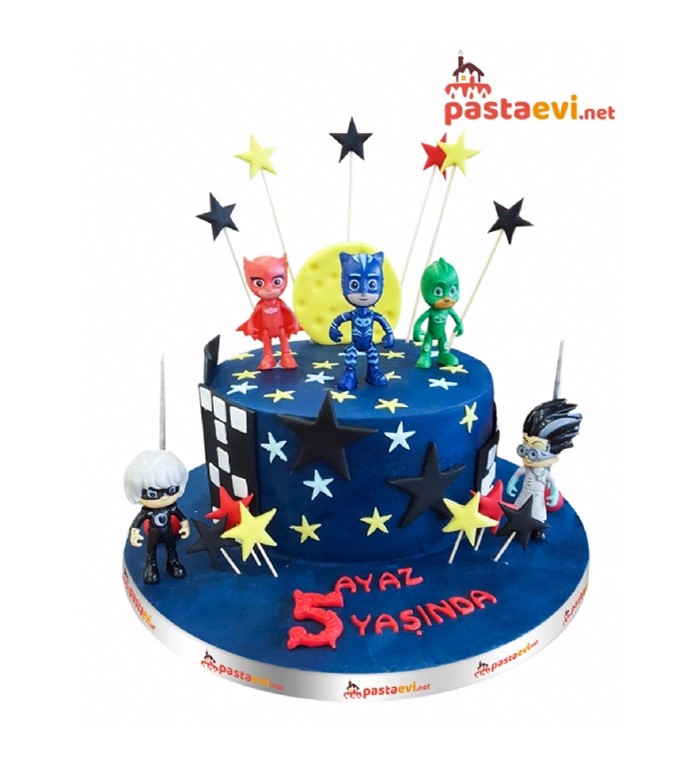 rakamlı pasta, çizgi filmi pj mask pastası, butik pasta