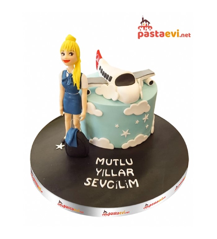 hostes pastası, figürlü pasta, sevgili pasta, uçaklı pasta