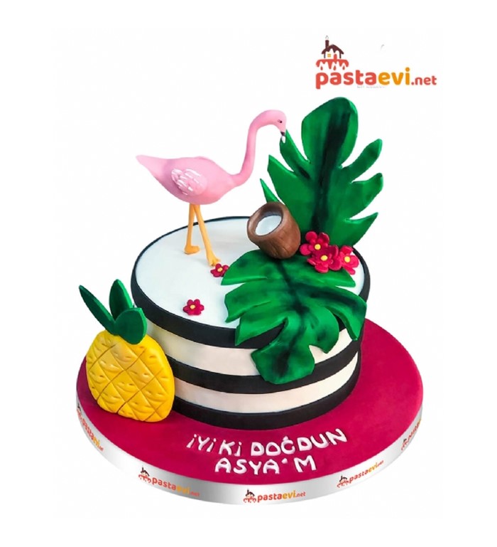 flamingo pastası, butik pasta, ananaslı pasta