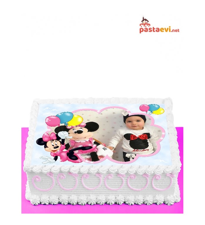 minnie mouse, fotoğraflı pasta, özel pasta, online pasta
