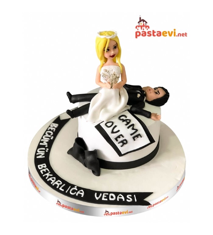 game over, bekarlığa veda, parti pastası, özel pasta