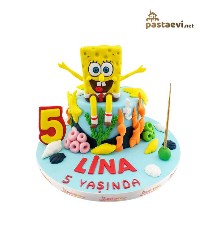 Sünger Bob, butik pasta, doğum günü pastası, çizgi film 