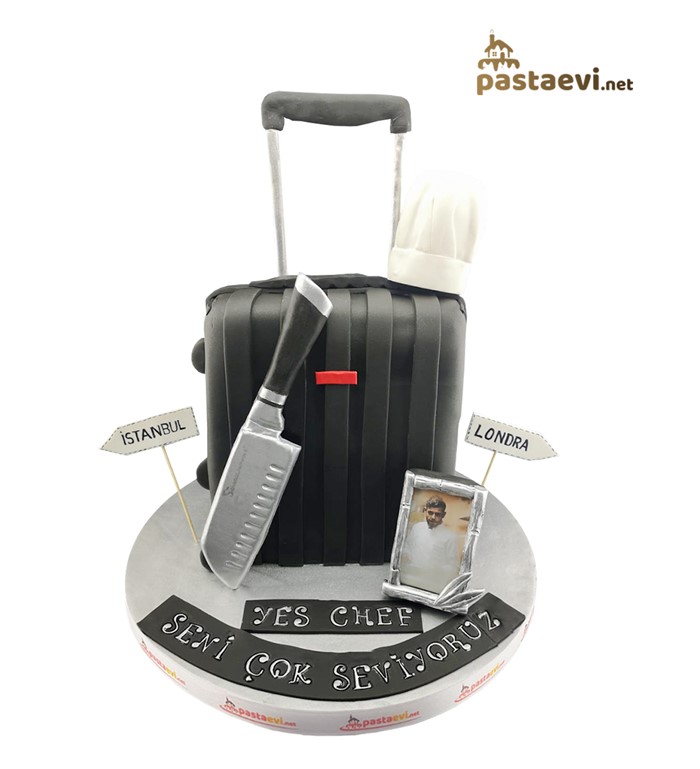 bavullu şef, şef pastası, yetişkin pastası, meslek pastası