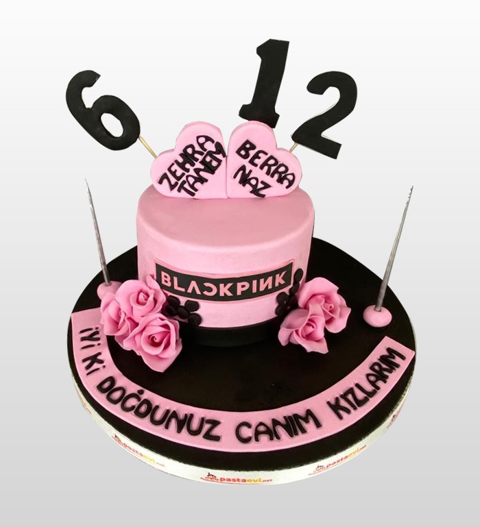 black pink doğum günü pastası, black pink pasta