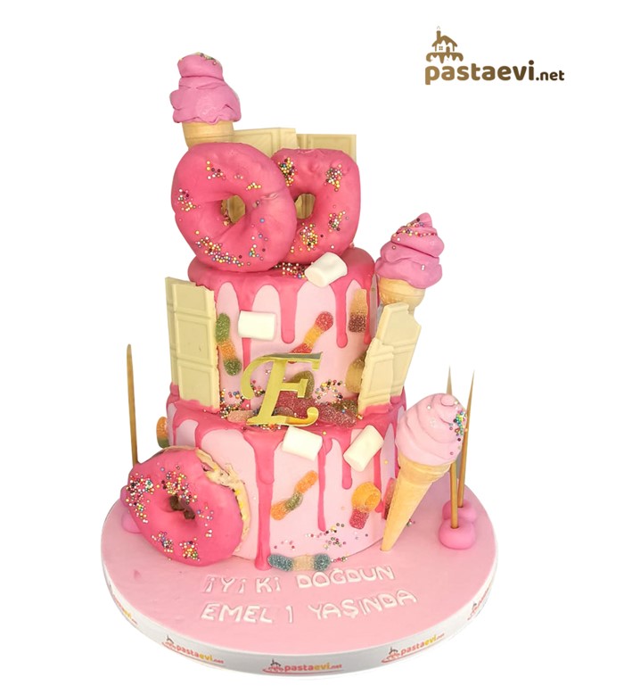 Dondurmalı Jelibonlu Donut Pasta, 