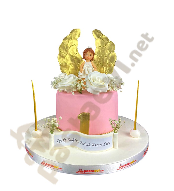1 yaş pastası, kanatlı pasta, kanatlı 1 yaş pasta, cake