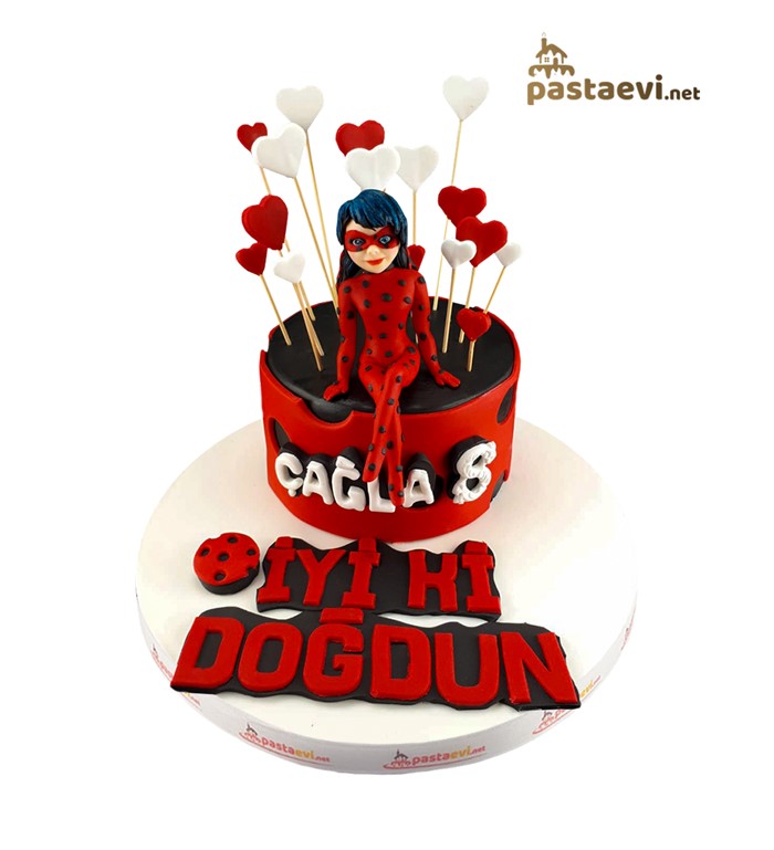 ladybug, uğur böceği pastası, çizgi film pastası