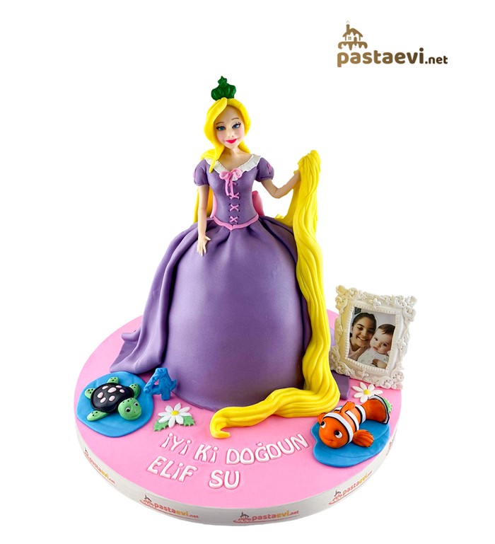 rapunzel pastası, prenses rapunzel, kız çocuk pastaları
