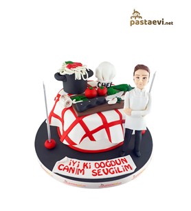 figürlü şef, meslek pastası, aşçı pastası, özel tasarım past