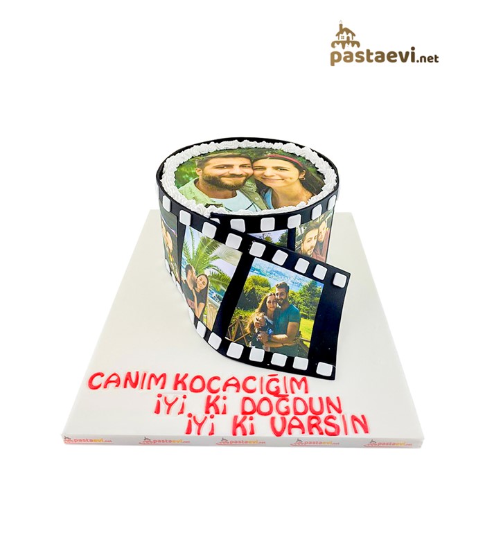 film şeridi, sevgilere özel pastalar, resimli butik pasta