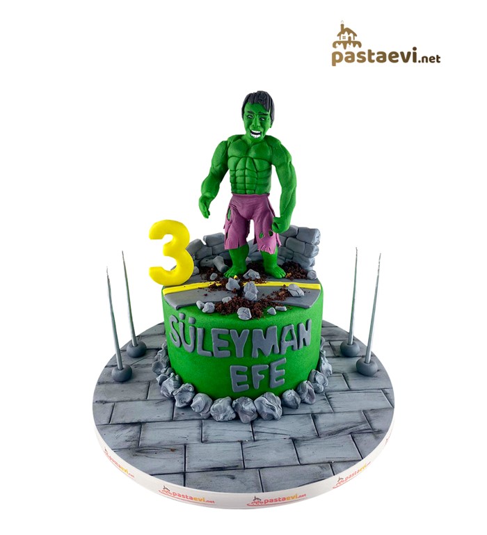Hulk Figürlü pasta, yenilmezler, avengers pastası 
