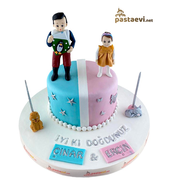 İkiz Kardeşler Doğum Günü Pastası Online Pasta Siparişi Sitesi