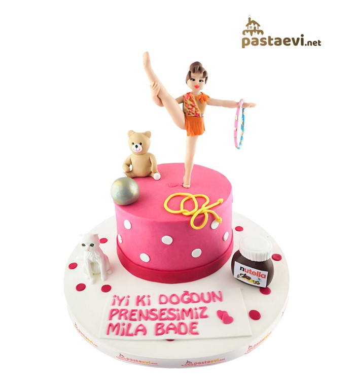 jimlastik kızı pastası, sporcu pastası, plates pastası