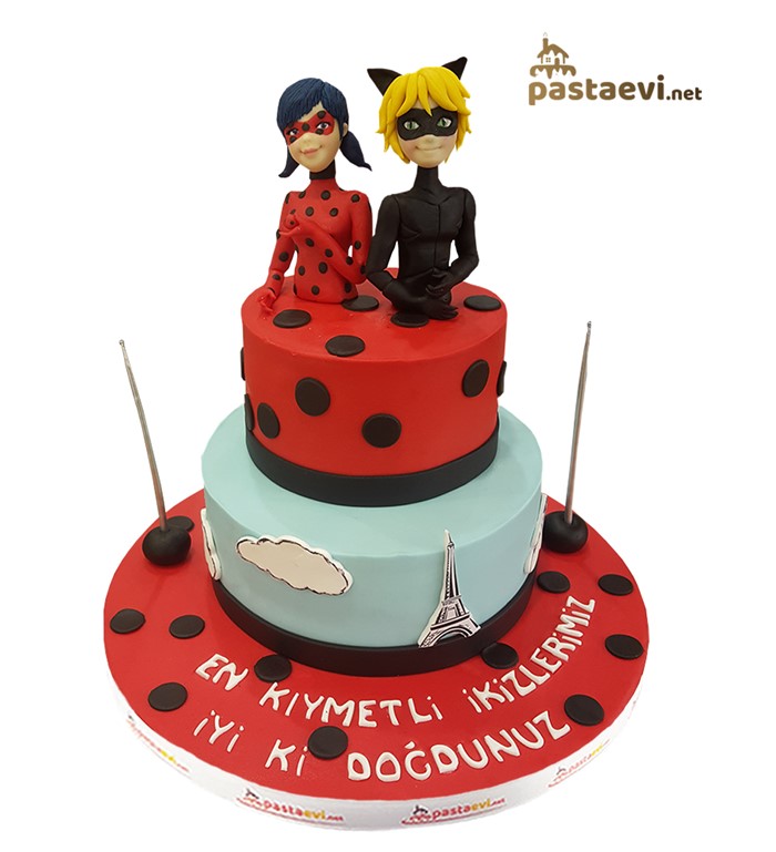 ladybug, çizgi film pastası, kız çocuk pastaları, uğurböceği