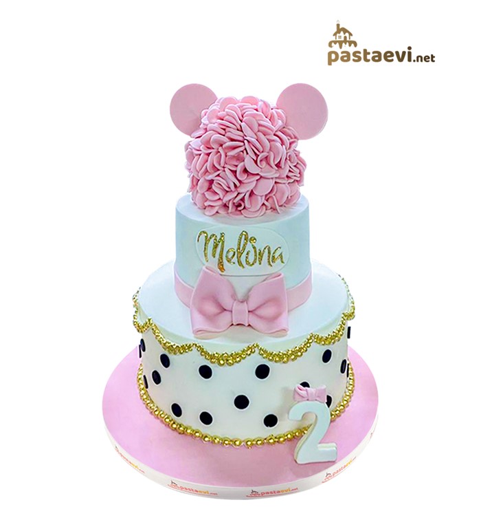 minnie mouse pastası, çizgi film pastası, özel tasarım pasta