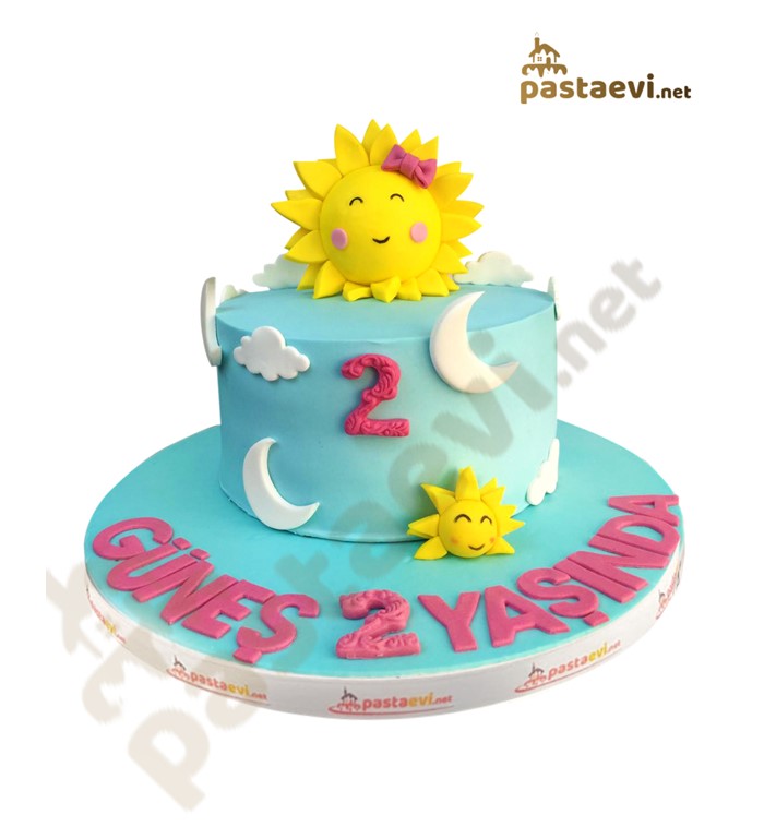 güneş pasta, güneşli pasta, 2 yaş pastası. cake design