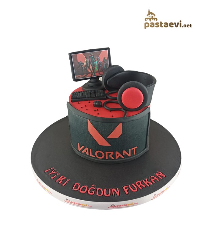 Valorant temalı pasta, oyuncu pastası, özel tasarım pasta
