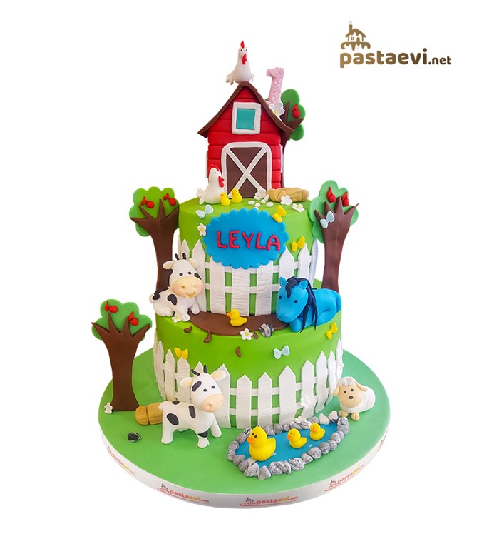 çiftlik hayvanları, rakamlı pasta, kız çocuğu pastası