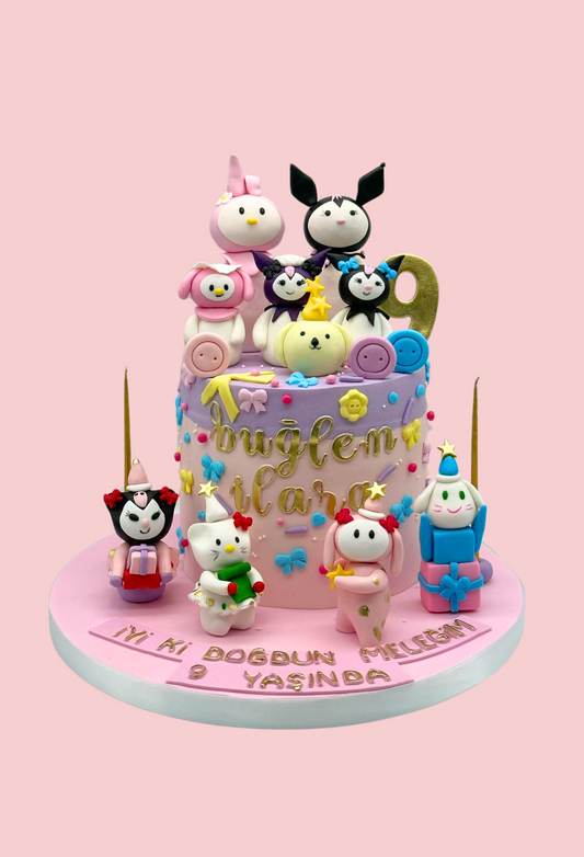 Kuromi ve Hello Kitty Doğum Günü Pastası